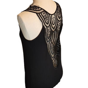 Nwt Womens black tank with crochet and sparkle size XL